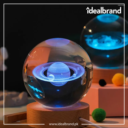 Night Lights 3D Crystal Lamp Glowing Planetary Galaxy Light Ball Bedside Home Decor