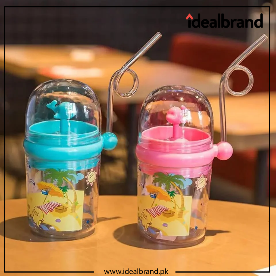 Cartoon Baby Feeding Cup With Straw Water Bottle