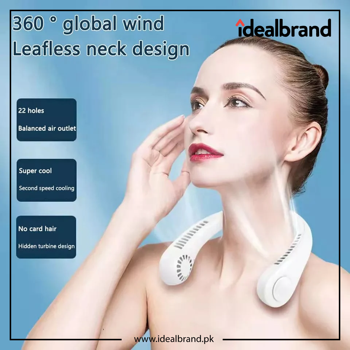 Bladeless Neck- Fan, 360° Cool-ing Necklace Fan 3 Speeds Hanging Premiuem qualty