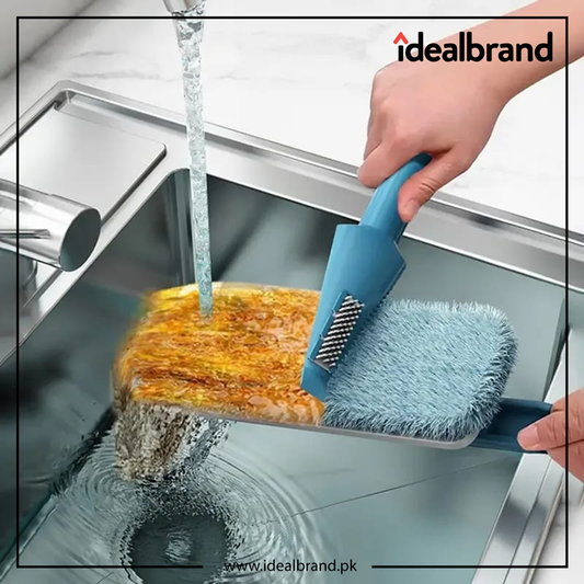 360°Rotatable Brush with Folding Long Handle, Microfiber Flat Floor mop Rotatable Cleaning Brush