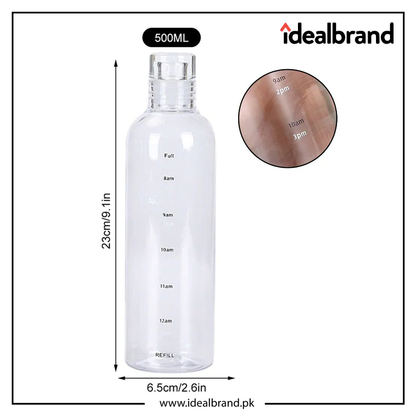 Glass Water Bottle With Time Marker (Without Cover)