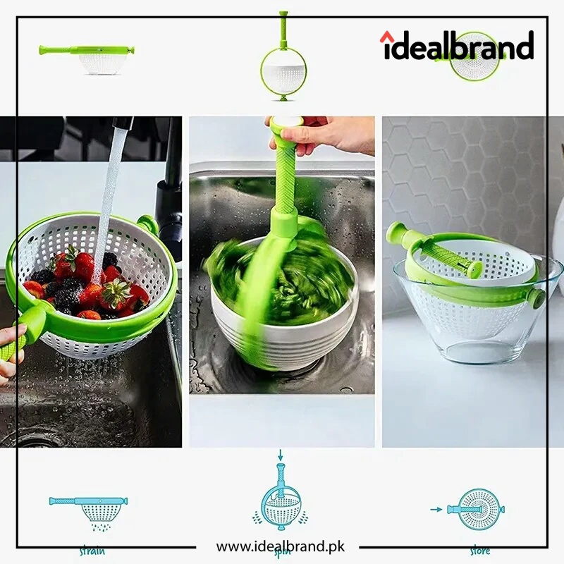 Salad Rotary Draining Basket Kitchen Vegetable and Fruit Drying Cleaning