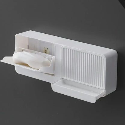 Creative Wall Mounted Soap Box With Lid Double Grids Soap Draining
