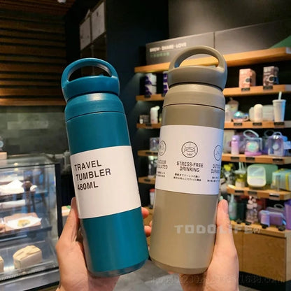 500ml Double Layer 304 Stainless Steel Portable Vacuum Flasks Hot/cold Maintance Water Bottles