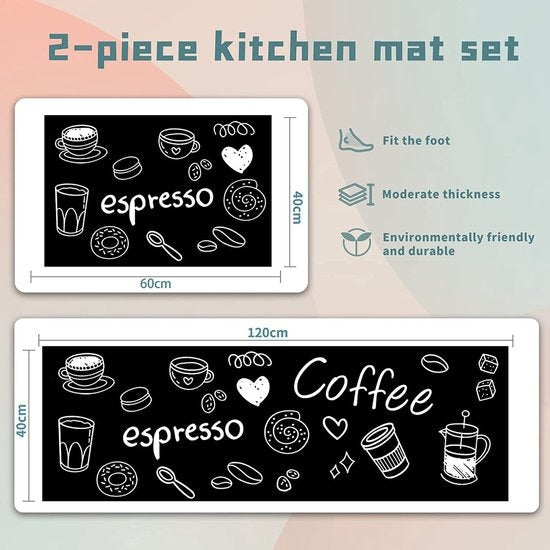 2 pcs set Kitchen , Bathroom ,HomeDecor Anti-Slip Absorbent Mat & Runner (c)