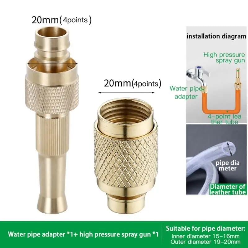 Copper High Pressure Water Spray Nozzles Water Jet Pipe Connector Garden Hose