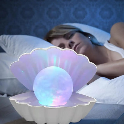 Mermaid Shell with Multi-color Changing Pearl Table Lamp