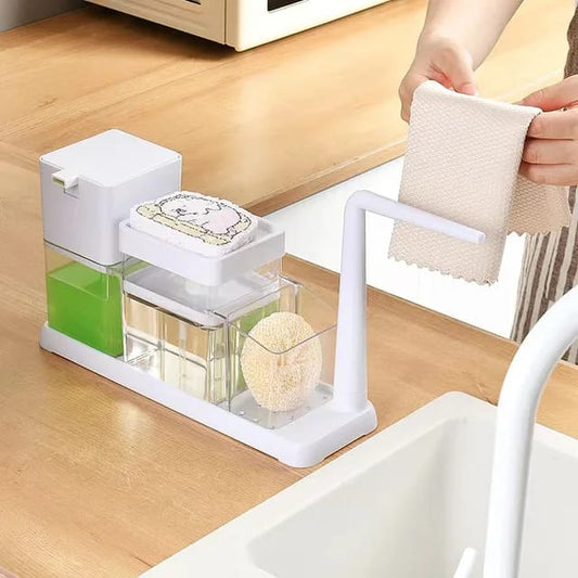 Dish Soap Dispenser Single Hand Durable Sink Caddy with Sponge Holder