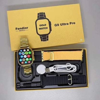 G9 Ultra Pro Series 8 Smart Watch Fendior American Gold Edition With 3 Extra Strap