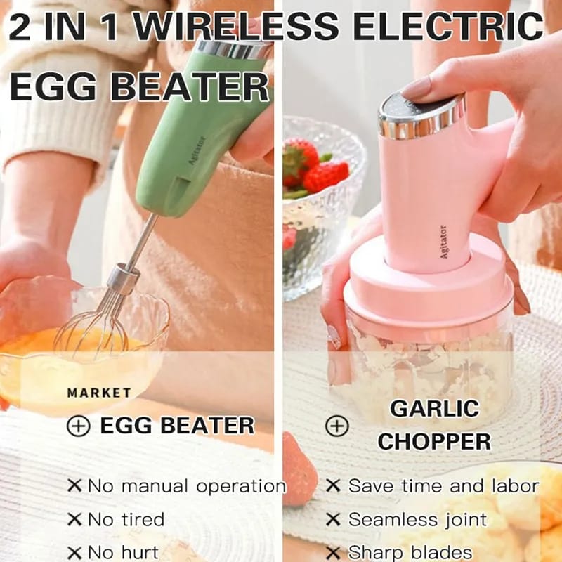 2-1 wireless Electric Egg Beater and chopper