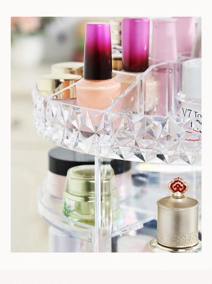 360° Rotating Makeup Organizer Stand with Cosmetic Holder Tray