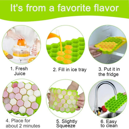 HONEYCOMB SILICONE ICE SQUBE TRAY WITH LID