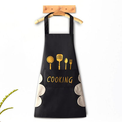 Hand-wiping kitchen Household Cooking Apron Men Women Oil-proof Waterproof (only black)