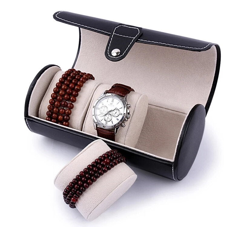 3 Slot Travel Watch Box PU Leather Case Organizer  (Premium)