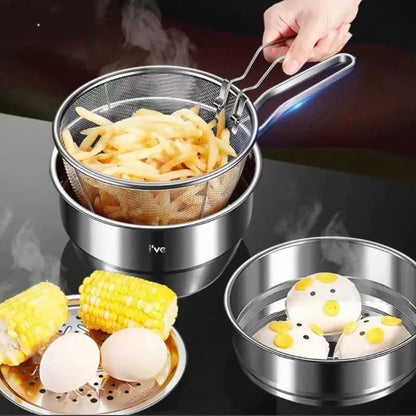 Frying Basket Portable Stainless Steel Chip Deep Fry Chicken Basket with Handle