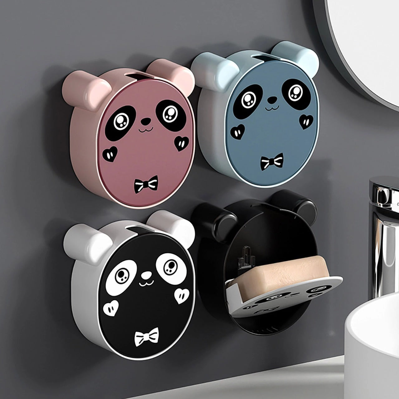 Cute Panda Wall Mounted Soap Box With Lid (Each)